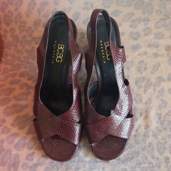 BCBG Max Azria, Burg. Vegan Snake Sandal,  sz.9M - Picture 2 of 5